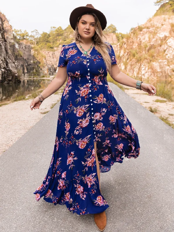 Grand Opening Sale Plus Size V-Neck Maxi Dress