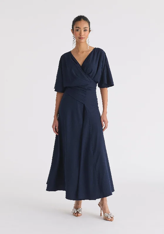 Fantastic Offers Flare Sleeves Maxi Wrap Dress
