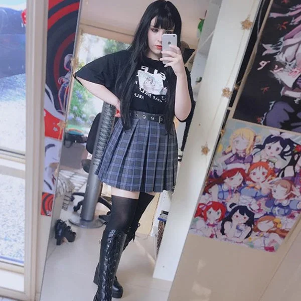 Price Smash Korea ins girl Harajuku large size pleated skirt YV42539