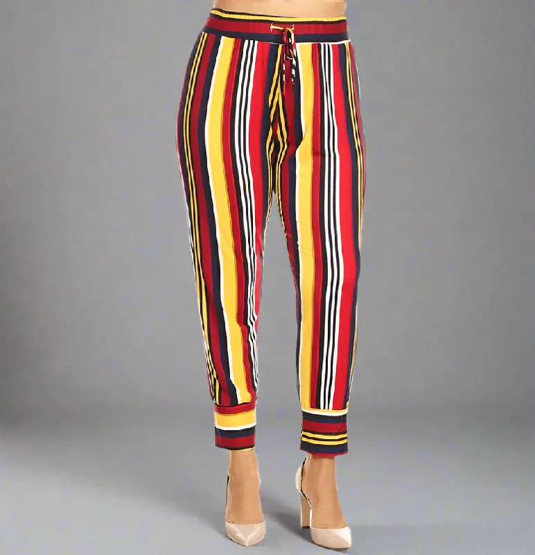 Time-Limited Offer Striped Plus Jogging Pants