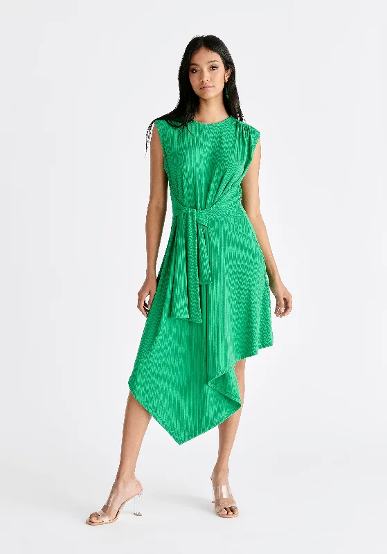 Overstock Sale Ribbed Asymmetric Hem Dress