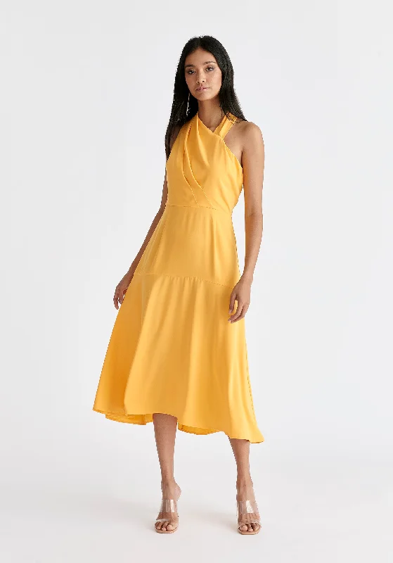 Final Markdown Asymmetric Neck Midi Dress