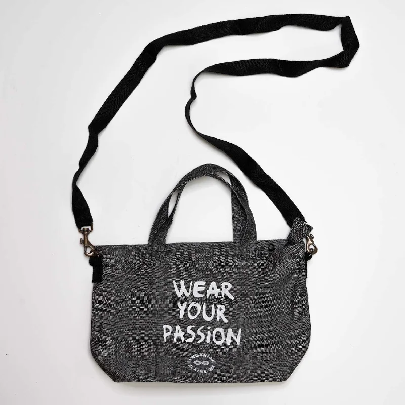 SYDNEY Hemp Shoulder / Clutch Mini Tote Bag (Wear Your Passion) (12x9x3.5) (Plastic-free)