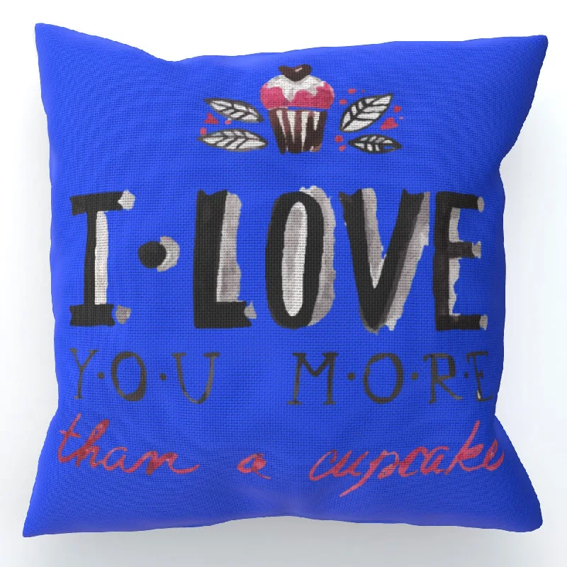 Cushion - I Love You More Thank Cupcakes - Blue