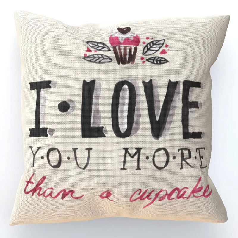 Cushion - I Love You More Thank Cupcakes - Cream