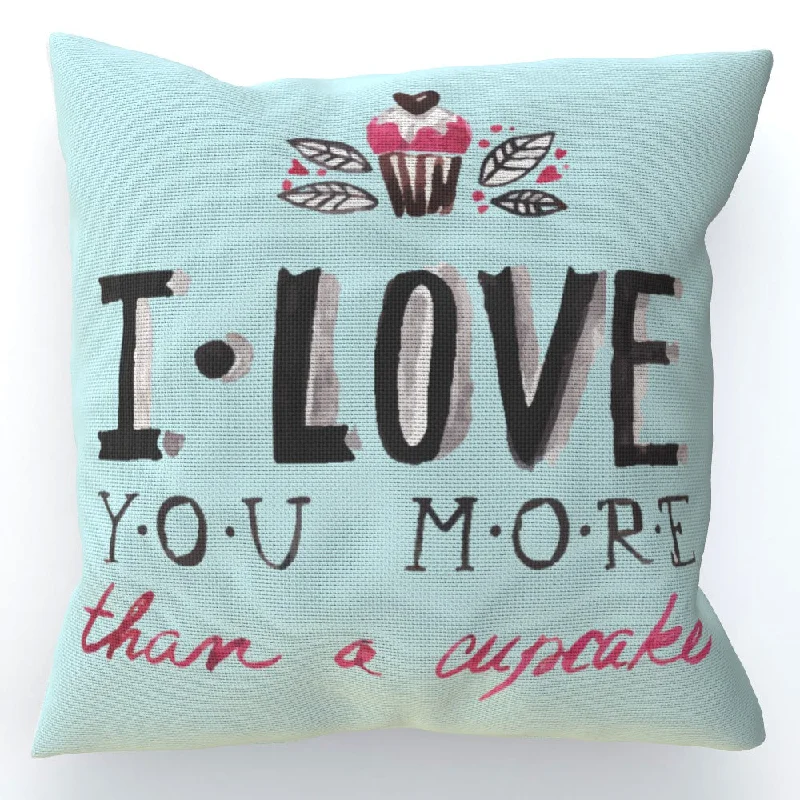 Cushion - I Love You More Thank Cupcakes - Pale Blue