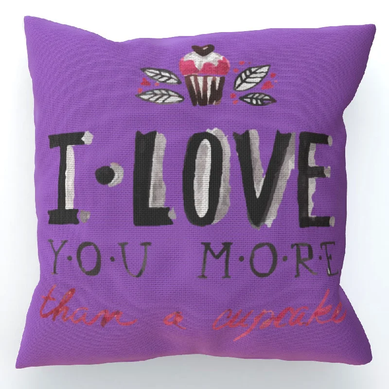 Cushion - I Love You More Thank Cupcakes - Purple