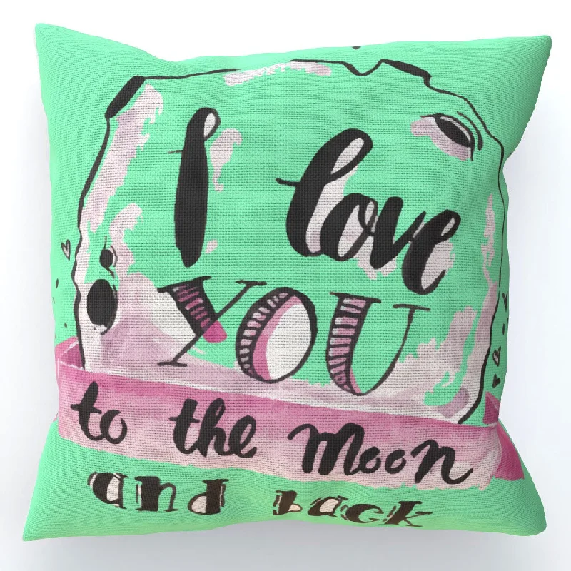 Cushion - I Love You To The Moon - Green Zest