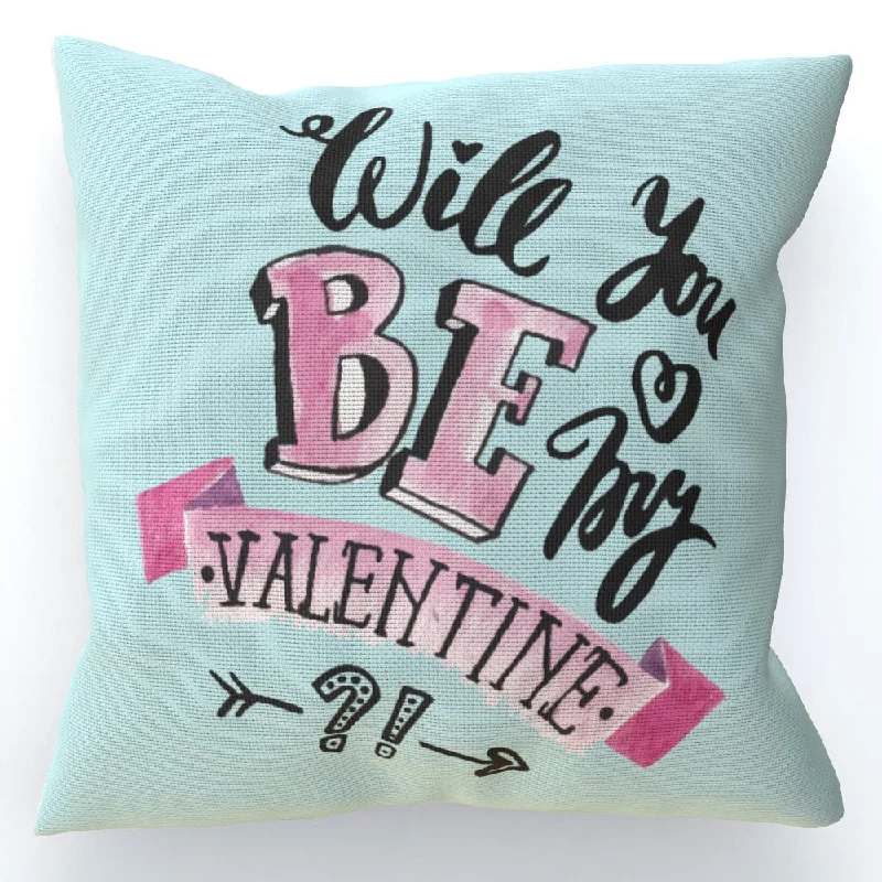 Cushion - Will You Be My Valentine - Pale Blue