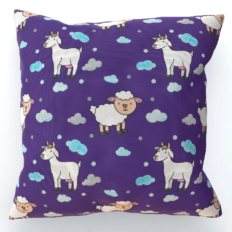 Cushion - Goat / Sheep on Blue