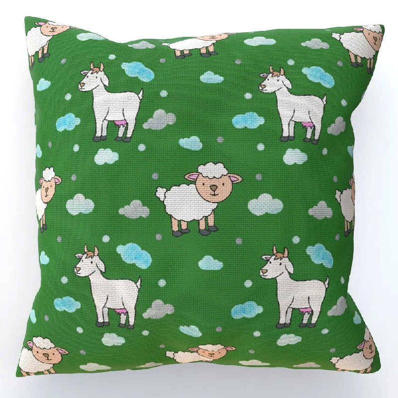 Cushion - Goat / Sheep on Green