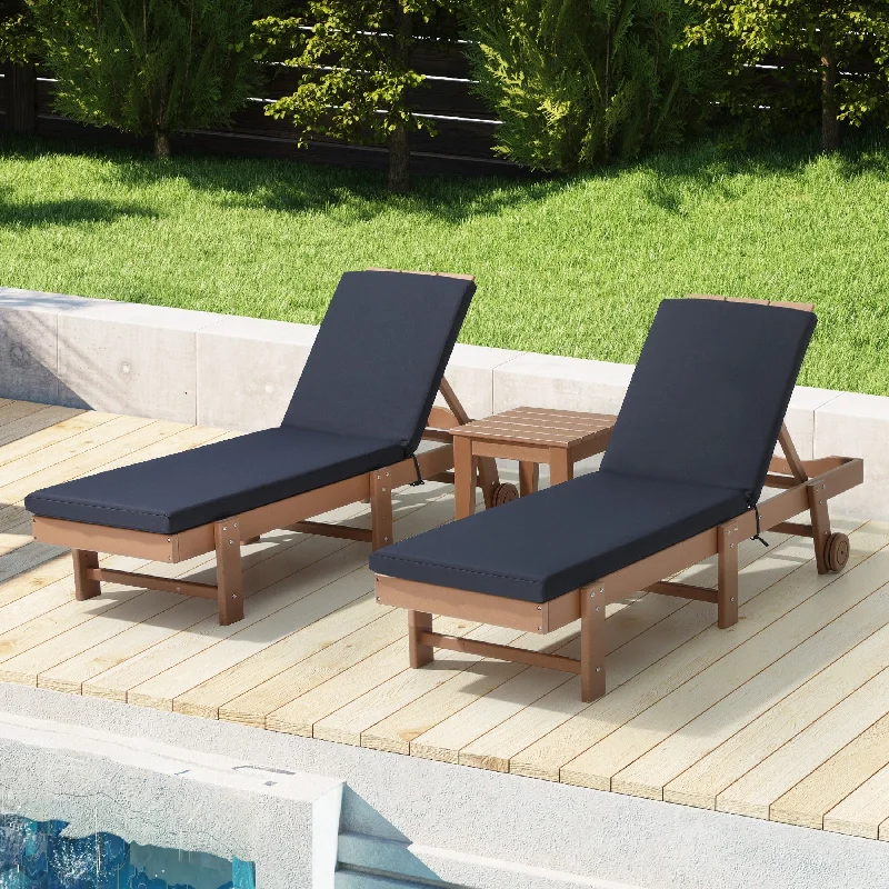 Polytrends Fading Free All Weather Outdoor Patio Chaise Lounge Cushions - (Set of 2)